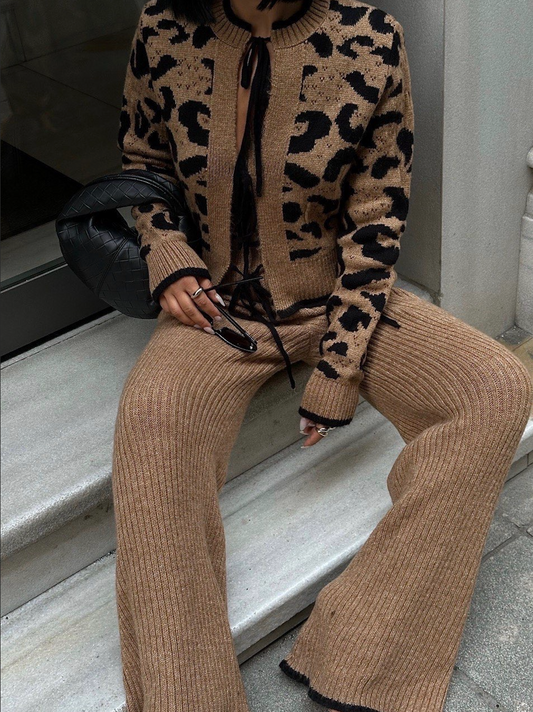 LEOPARD PATTERN TRICOT SET