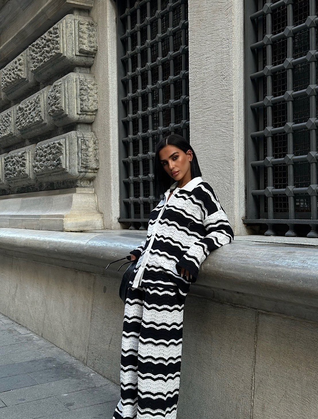STRIPPED DETAIL KNITWEAR SET