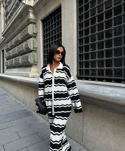 STRIPPED DETAIL KNITWEAR SET